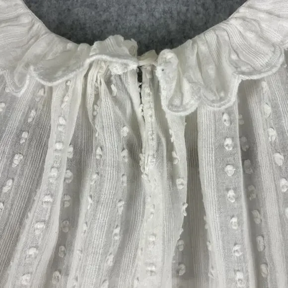 Isabel Marant Etoile Dress Womens 40 Ivory Ruffle Puff Sleeve Swiss Dot Prairie - Picture 15 of 16